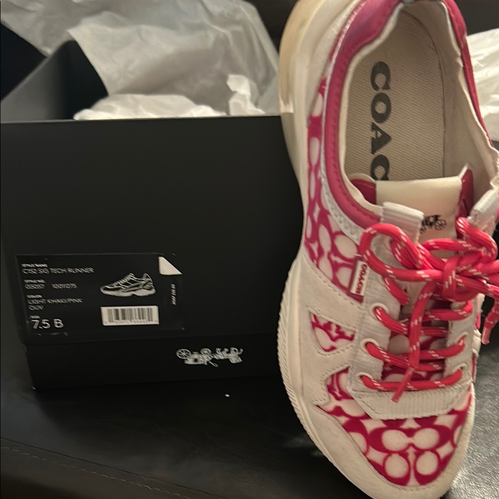 SOLD....Coach Red and Cream Tech Runner Sneakers